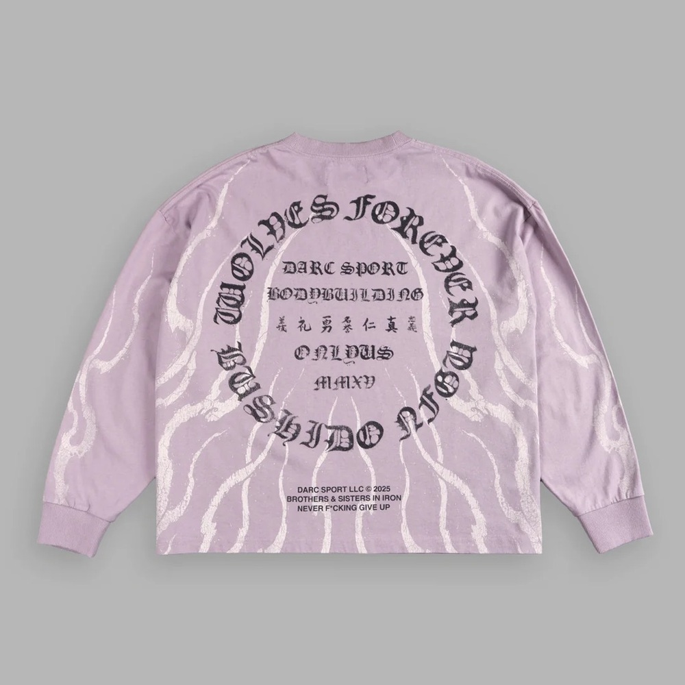 WARRIOR'S FIRE GRUNGE "BOX CUT" L/S TEE IN PURPLE SMOKE